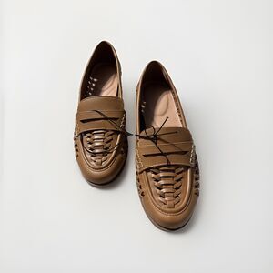 Time And True Slip-ons Light Brown Woven Penny Loafer Women’s 7 RN52469 NWT